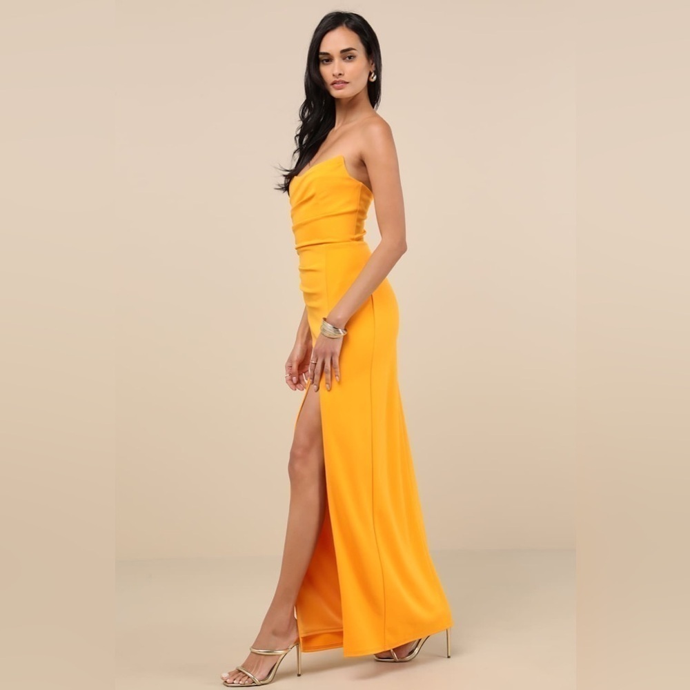 LULU’S MALIA RUCHED STRAPLESS MAXI DRESS - Picture 3 of 16